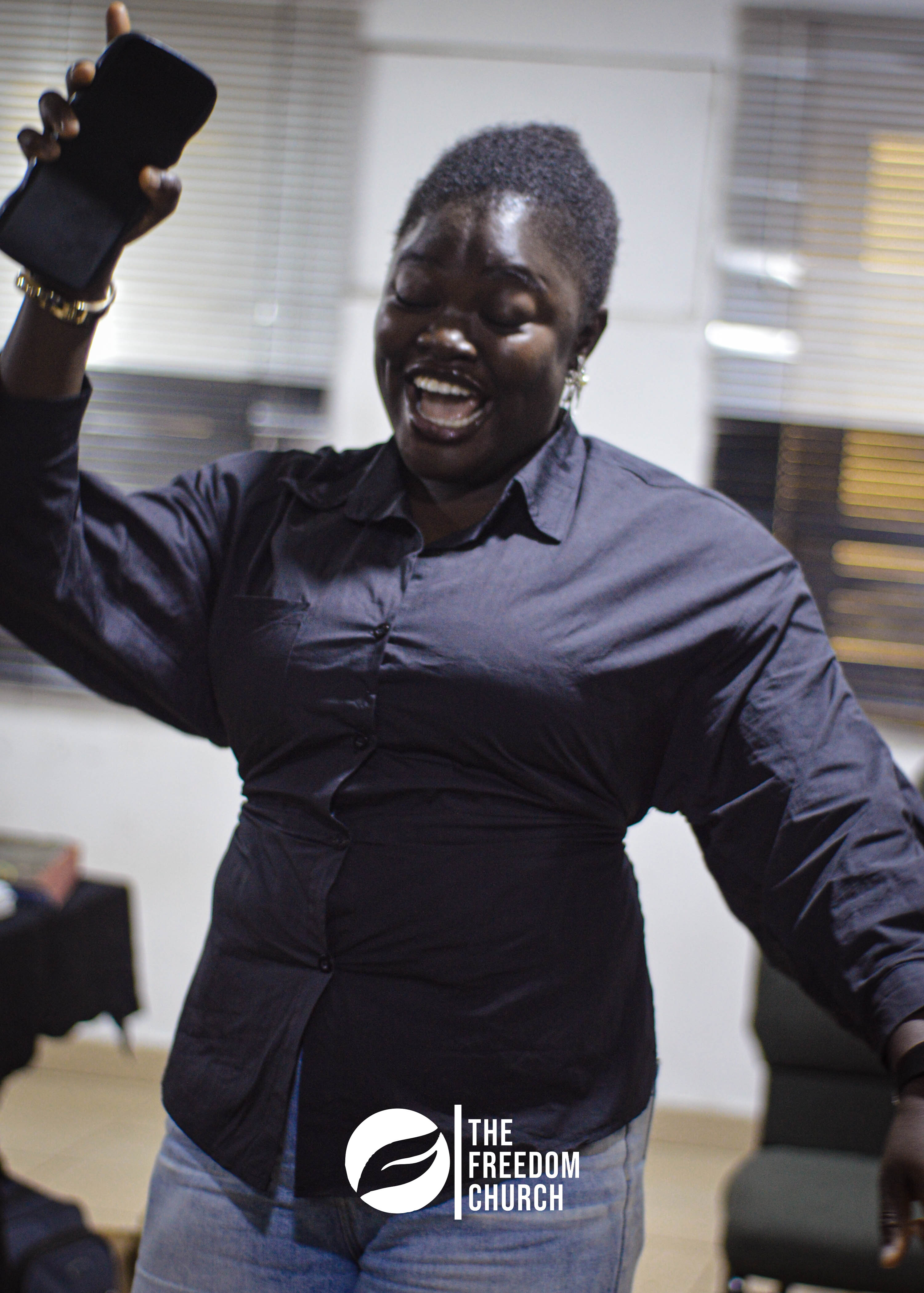 A member cheering during service