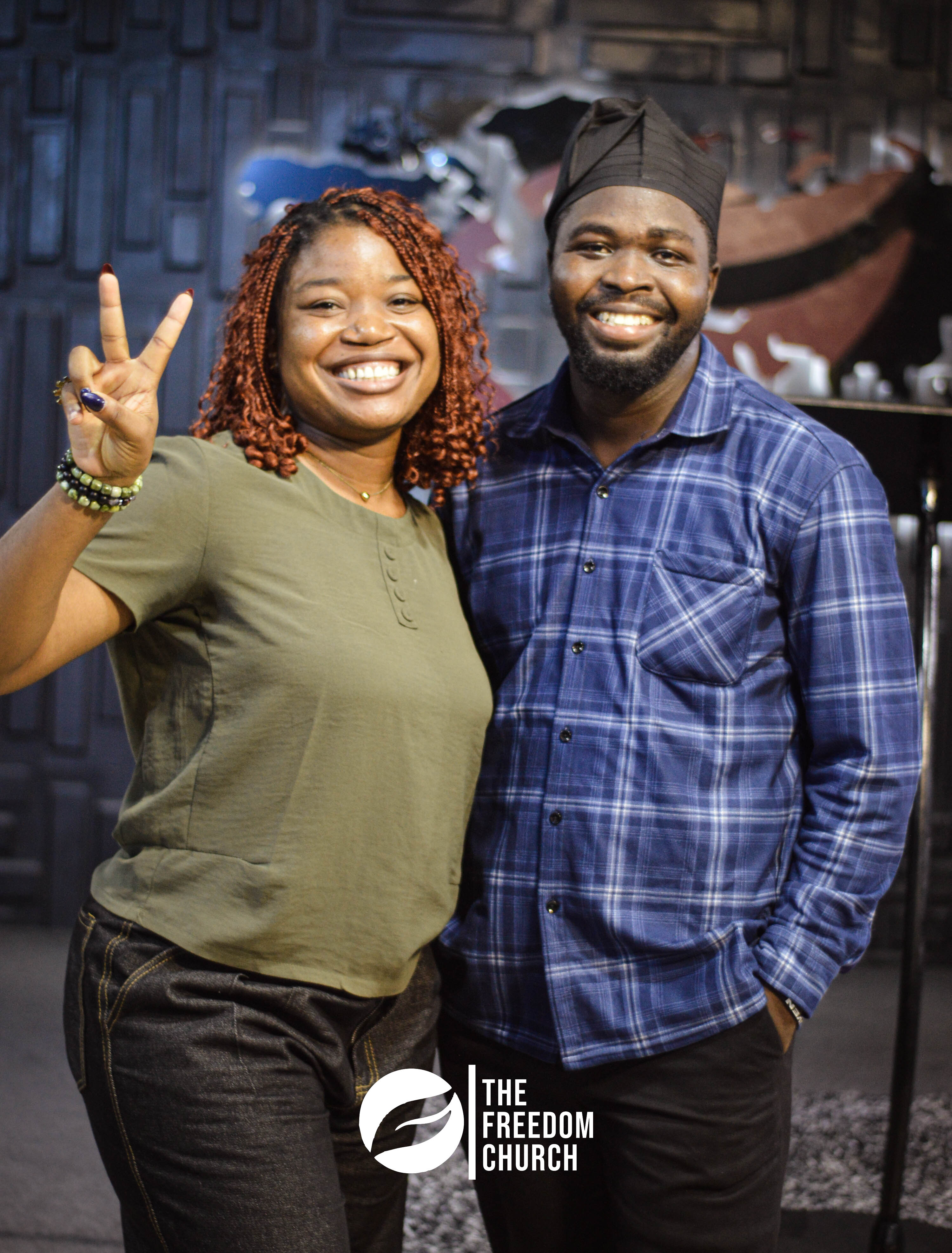 Pastor Matt and his wife smiling at a Freedom Church gathering